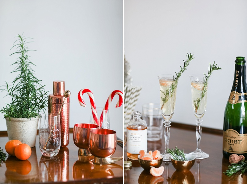 Studio No. 8 Holiday Table with champagne and candy canes